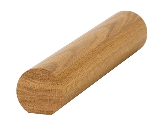 Ungrooved White Oak Mopstick Handrail For Bracket Glass